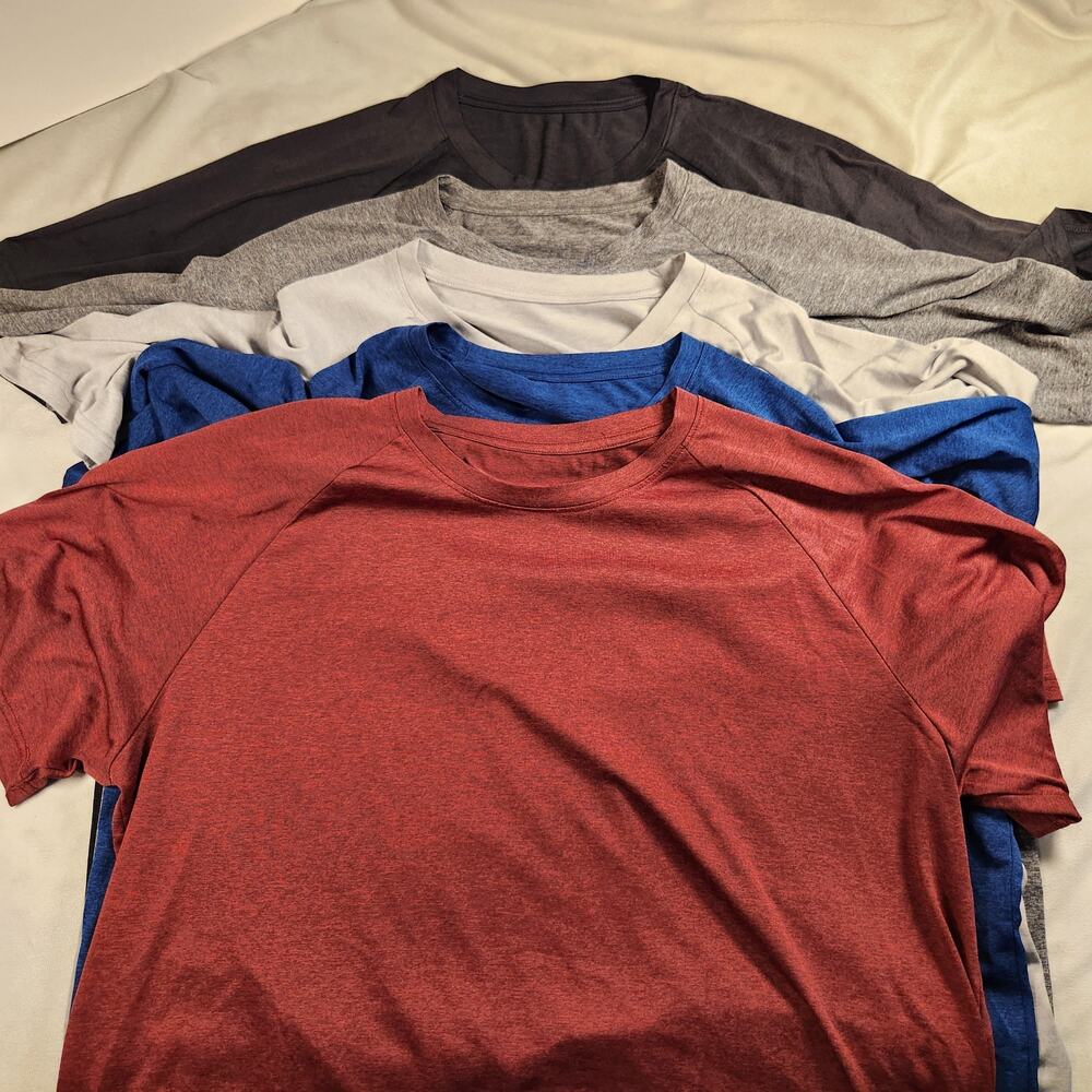 Mens 5 Pack Athletic Shirts 2XL Gym Workout T-Shirts Moisture Wicking Tee
